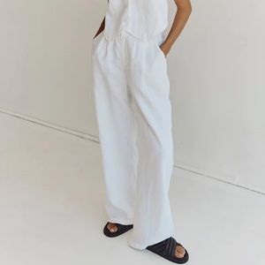 DISSH NORAH WHITE LINEN PANT Size 6 NEW!